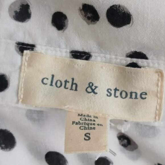 Anthropologie Cloth & Stone Tavira Polka Dot Blouse Black & White Size Small - Picture 8 of 9